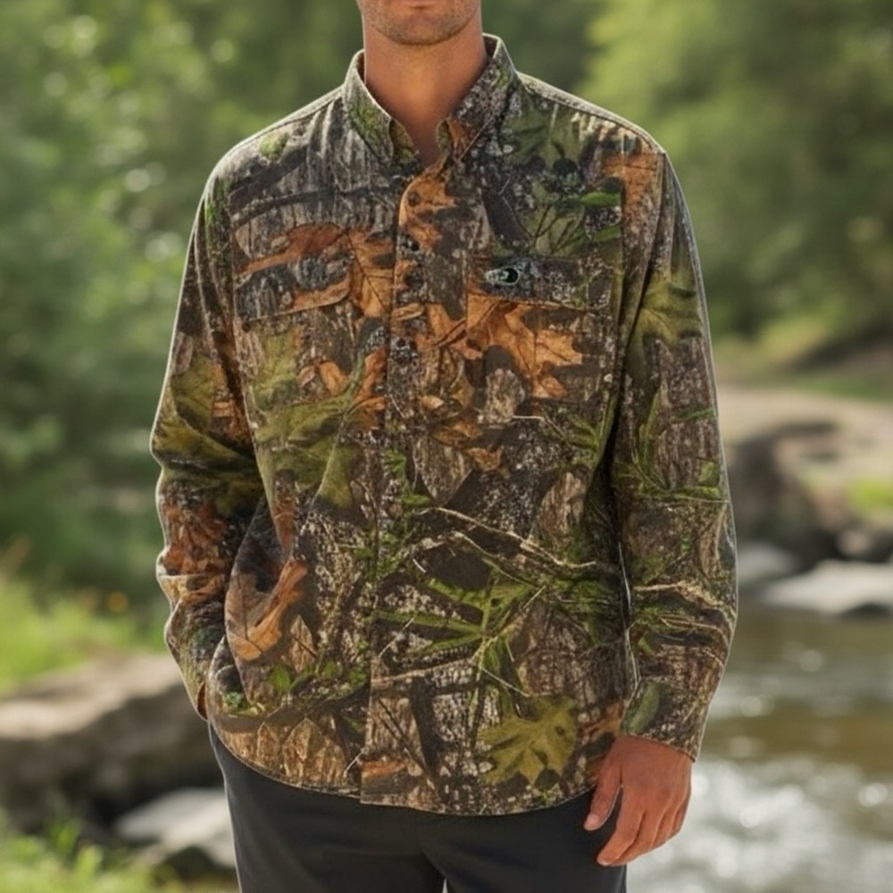 Mossy Oak Apparel Stealth Camo Shirt Mens Lg Hunting Archery Outdoor Utility